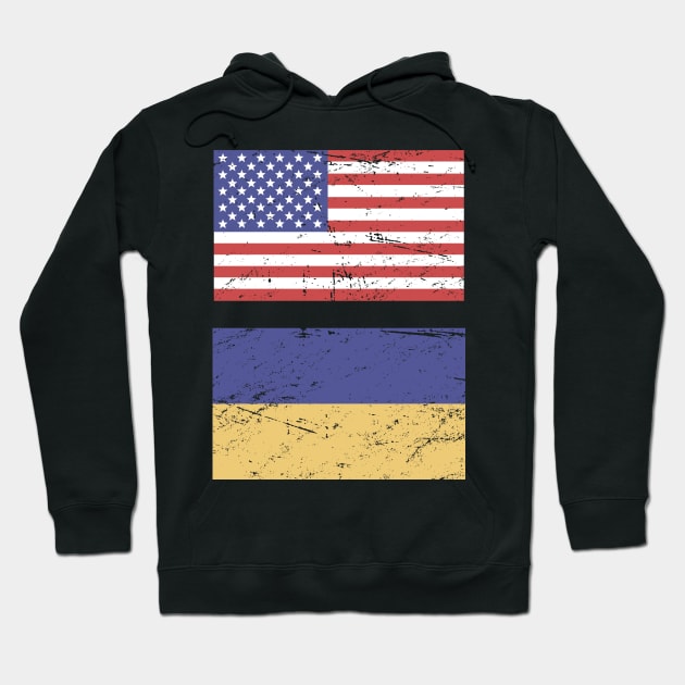 United States Flag & Ukraine Flag Hoodie by MeatMan